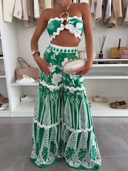 Printed Halter Neck Cami and Skirt Set WESTCLOSET