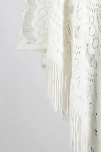 Fringe Openwork Surplice Cape Sleeve Poncho