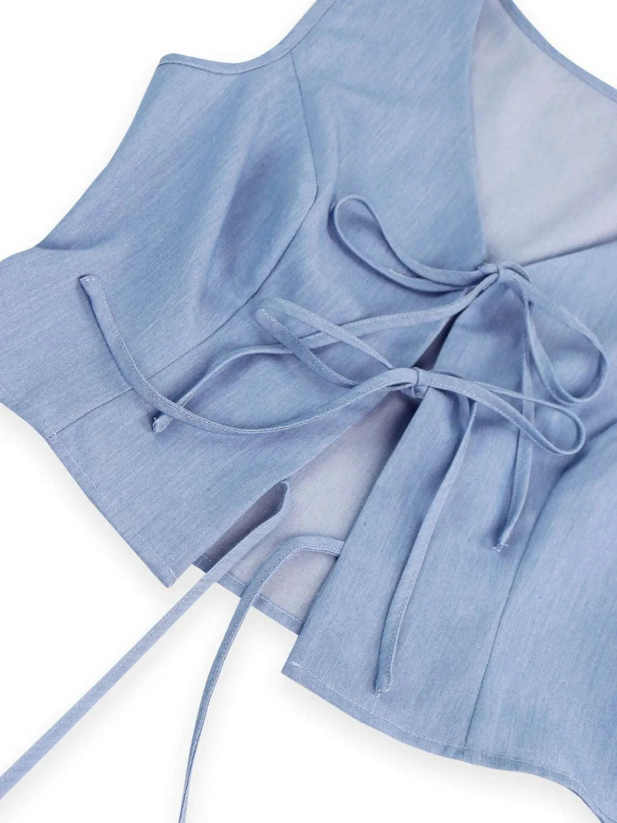 Tie Front Vest and Wide Leg Pants Set WESTCLOSET