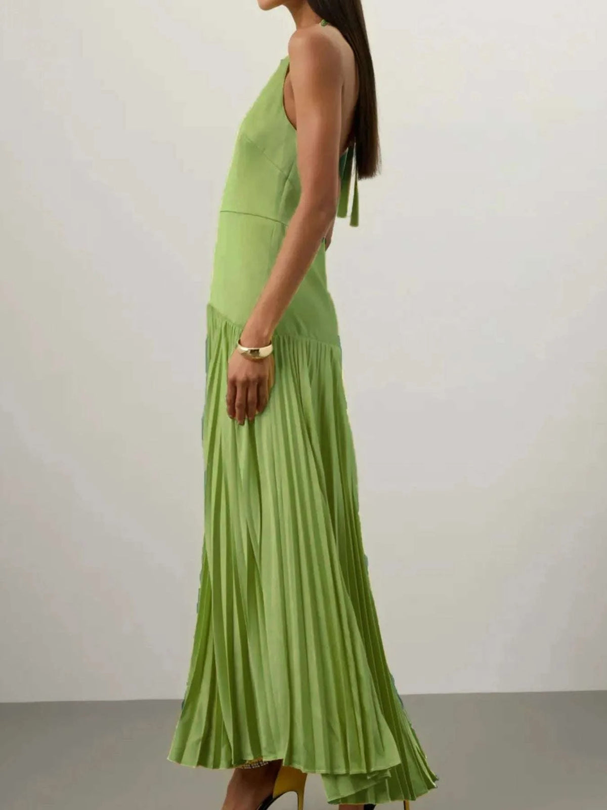 Pleated Halter Neck Maxi Dress WESTCLOSET