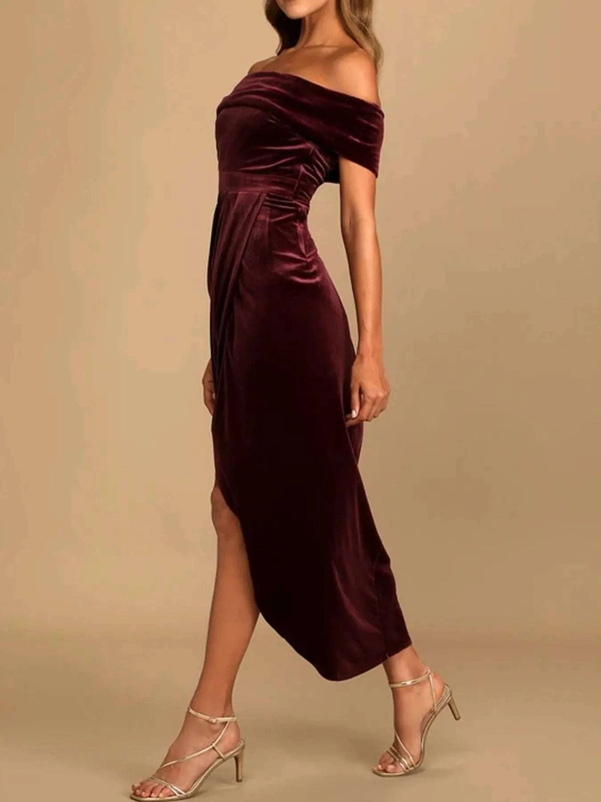 Off-Shoulder Wrap Dress with Side Slit WESTCLOSET