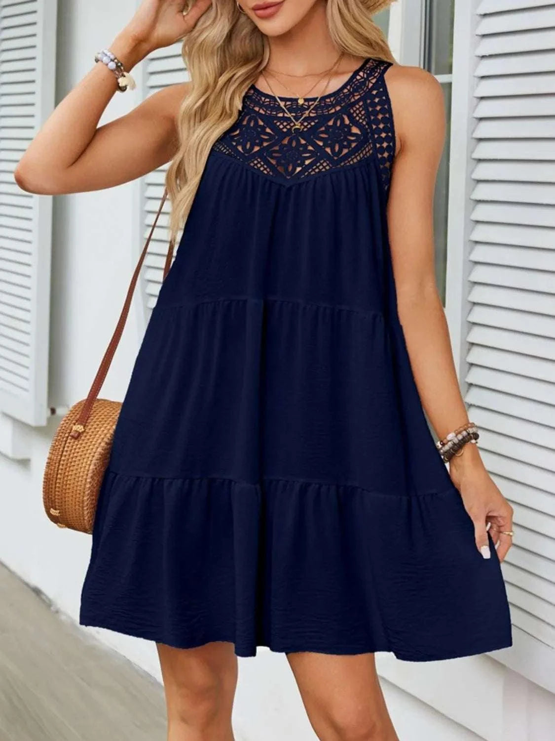 Ruffled Hem Lace Sleeveless Dress WESTCLOSET