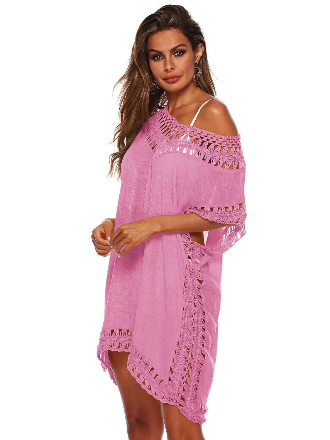 Bohemian Crochet Trim Beach Cover Up Dress WESTCLOSET