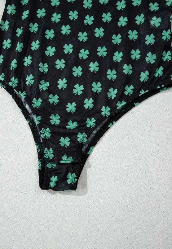 Lucky Clover Mock Neck Long Sleeve Bodysuit WESTCLOSET