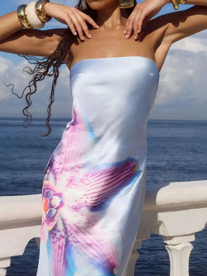 Printed Tube Maxi Dress WESTCLOSET