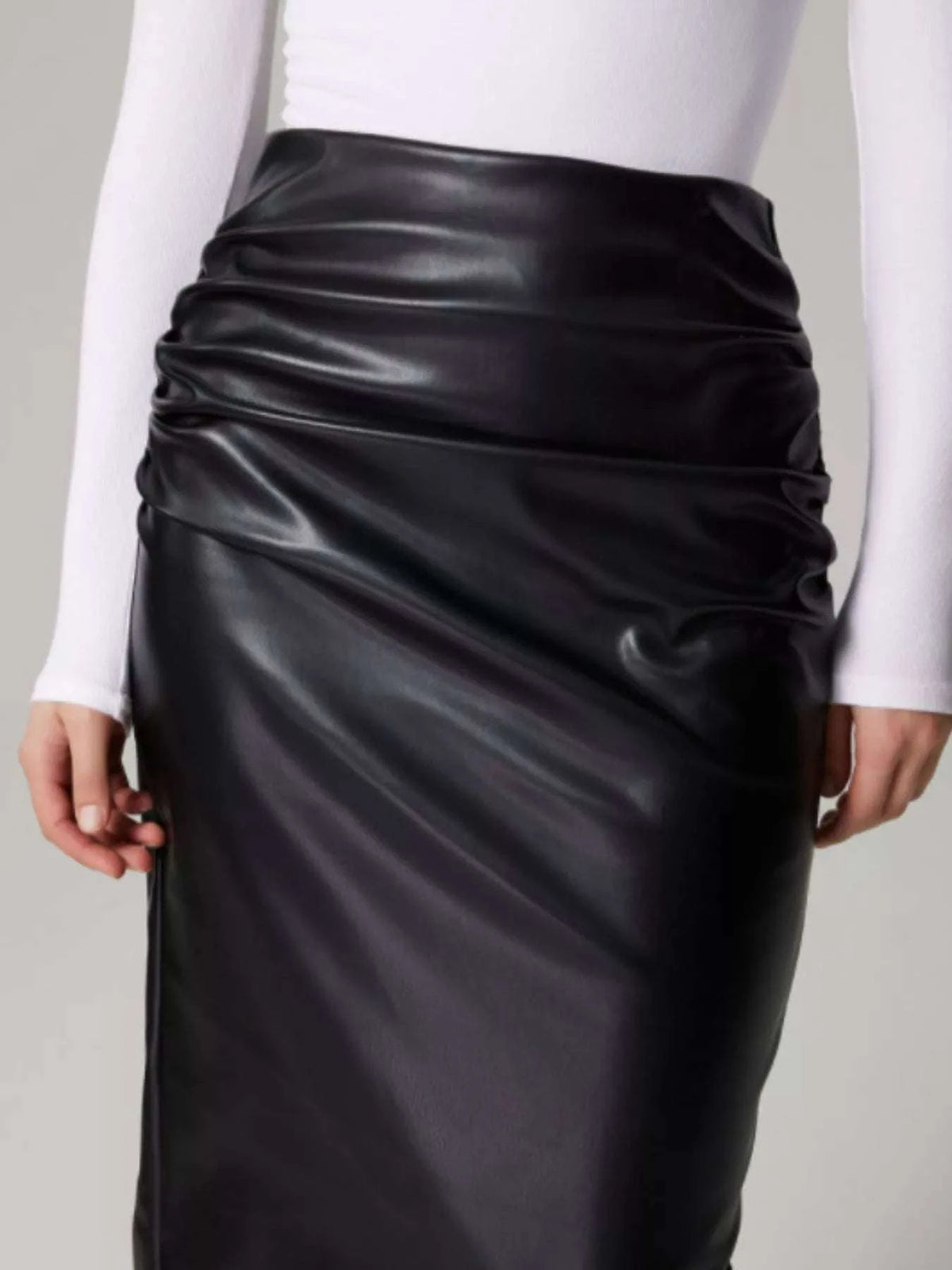 Slit Back Leather Skirt WESTCLOSET