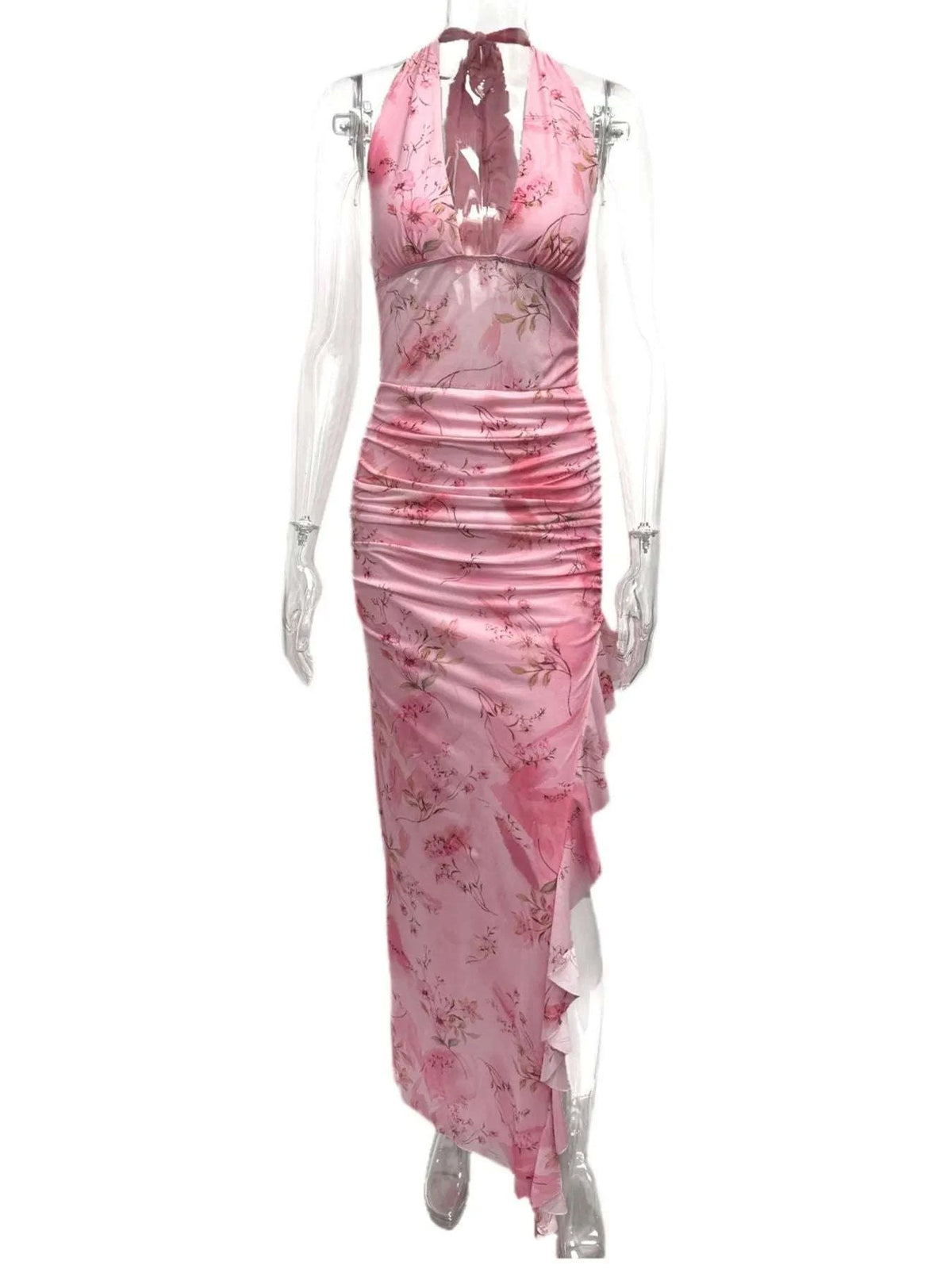 Ruffled Floral Print Halter Neck Cami Dress WESTCLOSET