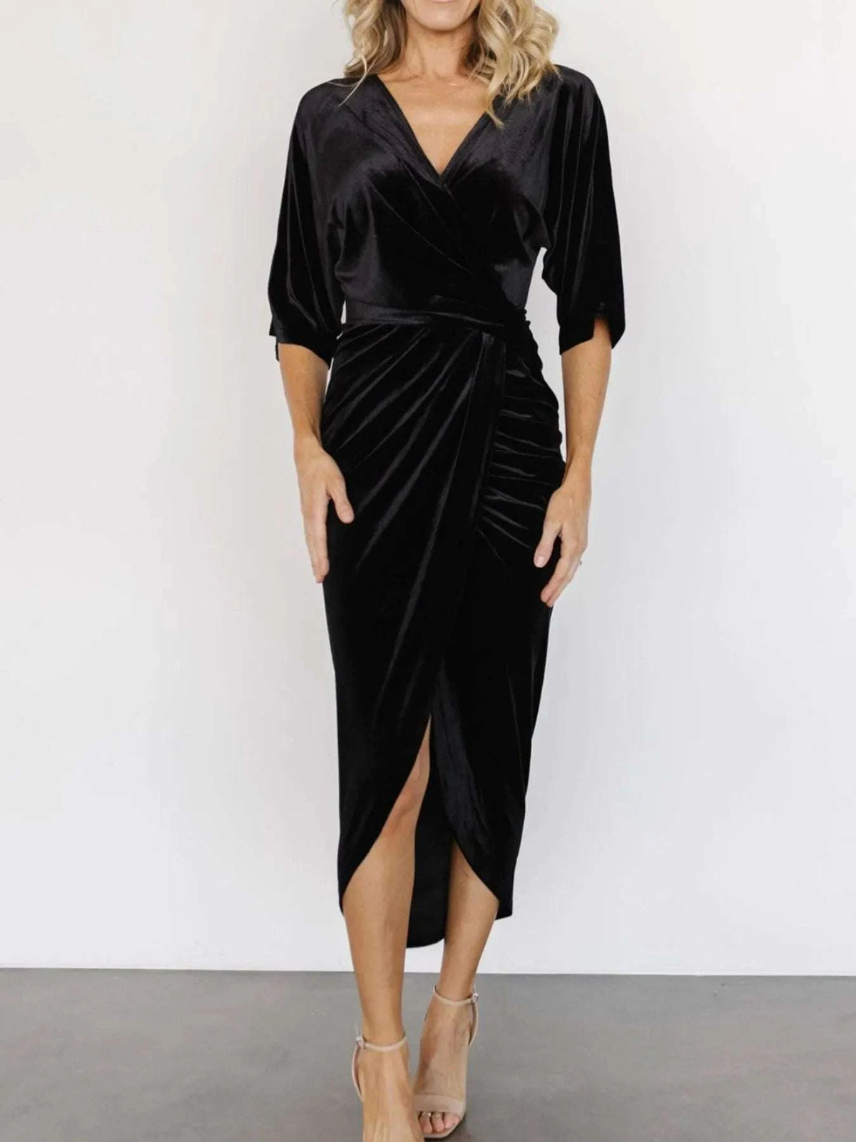 Ruched Surplice Half Sleeve Dress WESTCLOSET