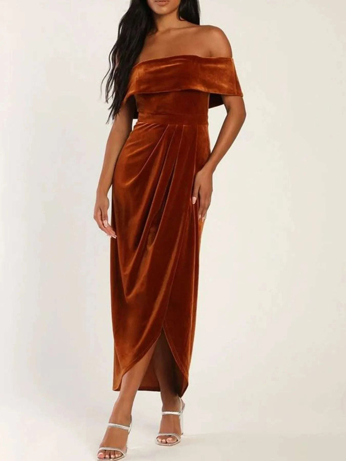 Off-Shoulder Wrap Dress with Side Slit WESTCLOSET