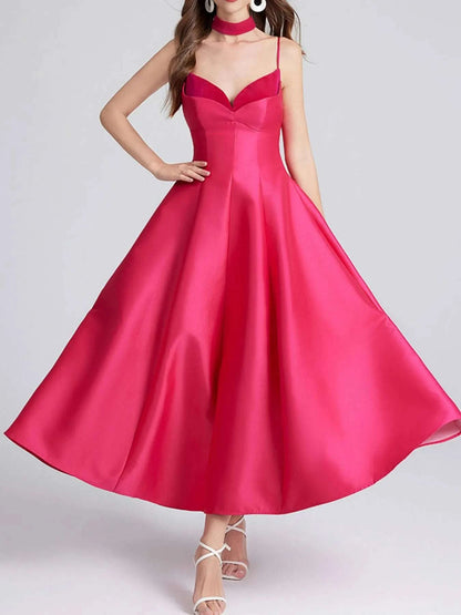 Sweetheart Spaghetti Strap Midi Dress with Collar WESTCLOSET
