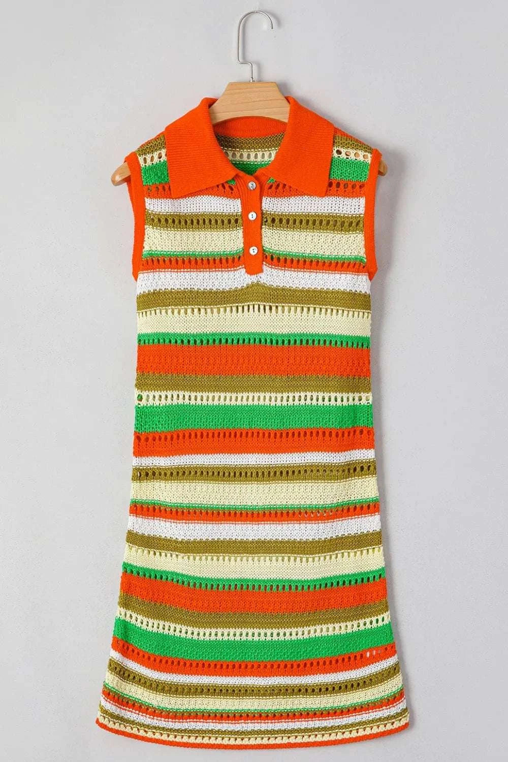 Openwork Stripe Sleeveless Sweater Dress WESTCLOSET