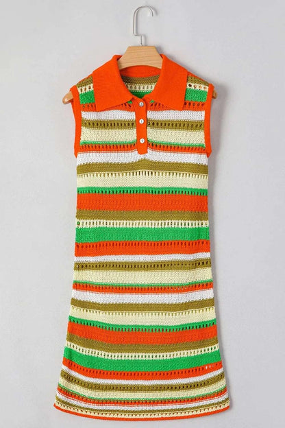 Openwork Stripe Sleeveless Sweater Dress WESTCLOSET