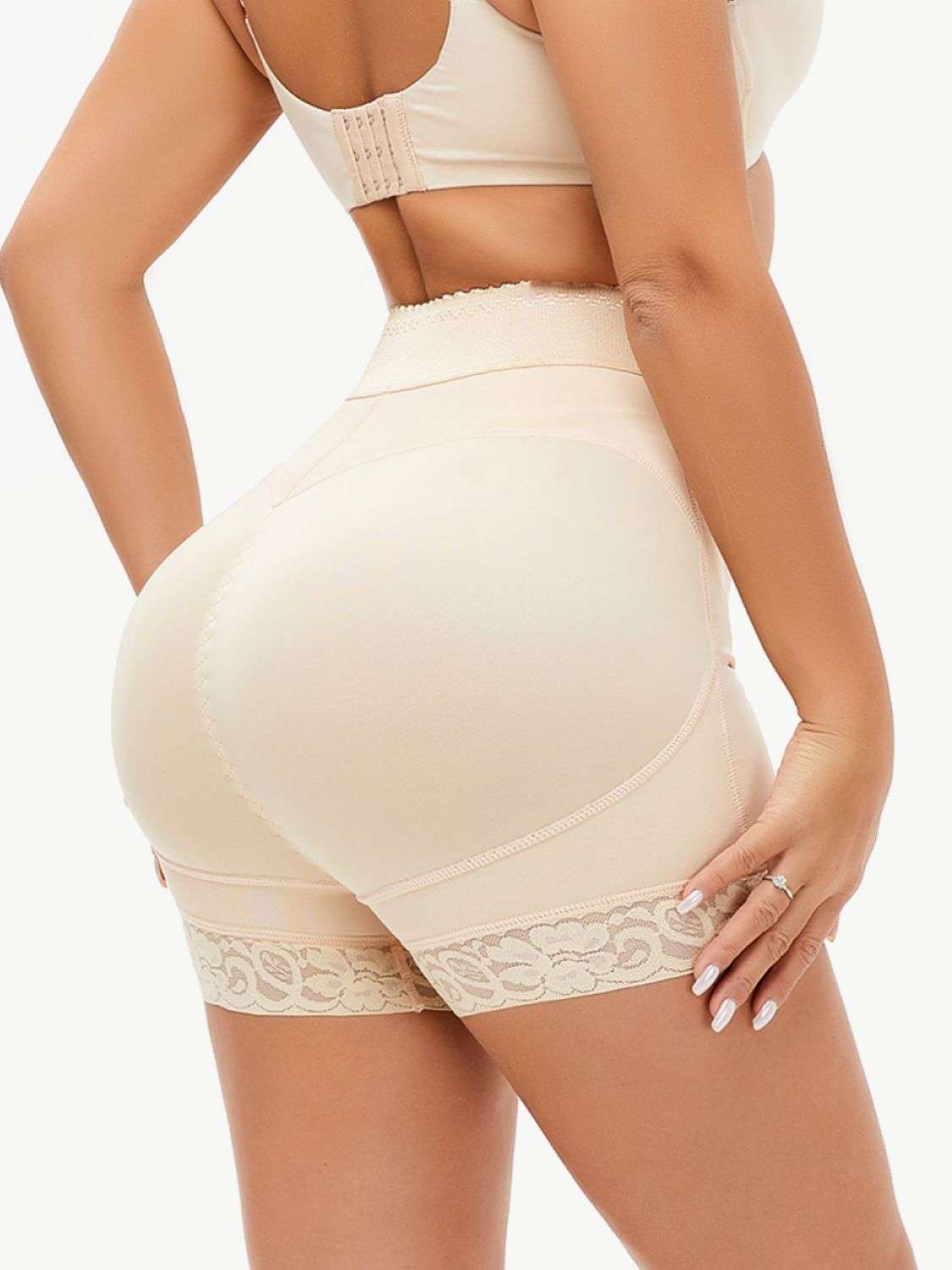 Full Size Zip-Up Lace Trim Shaping Shorts WESTCLOSET