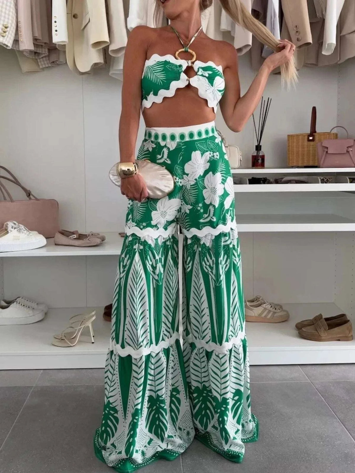 Printed Halter Neck Cami and Skirt Set WESTCLOSET