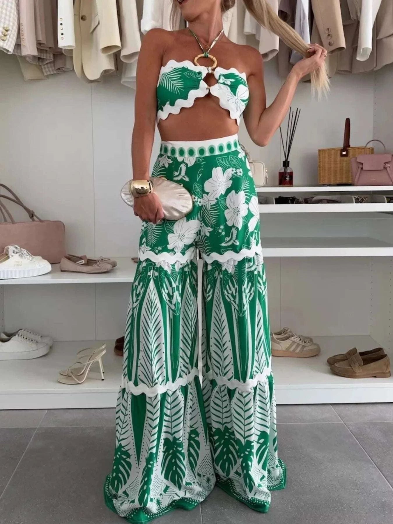 Printed Halter Neck Cami and Skirt Set WESTCLOSET