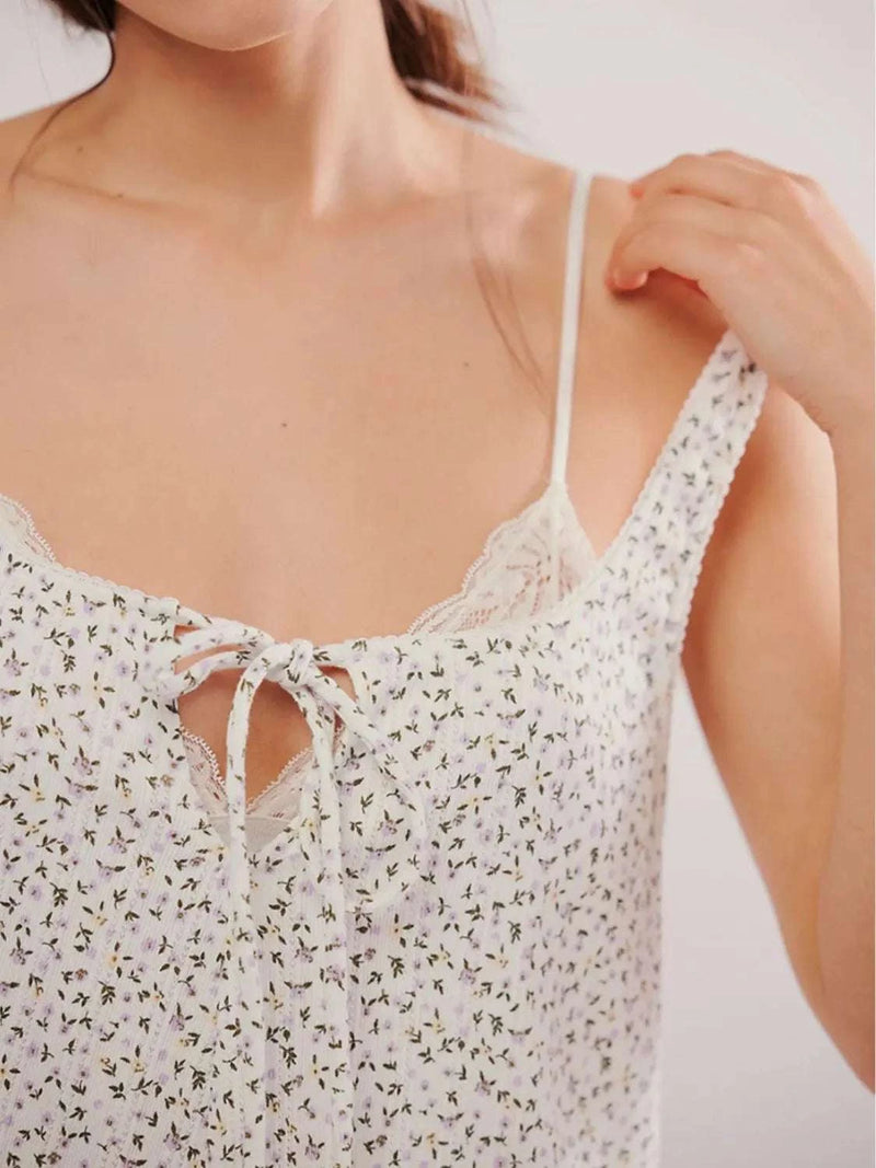 Tied Front Printed Wide Strap Romper WESTCLOSET