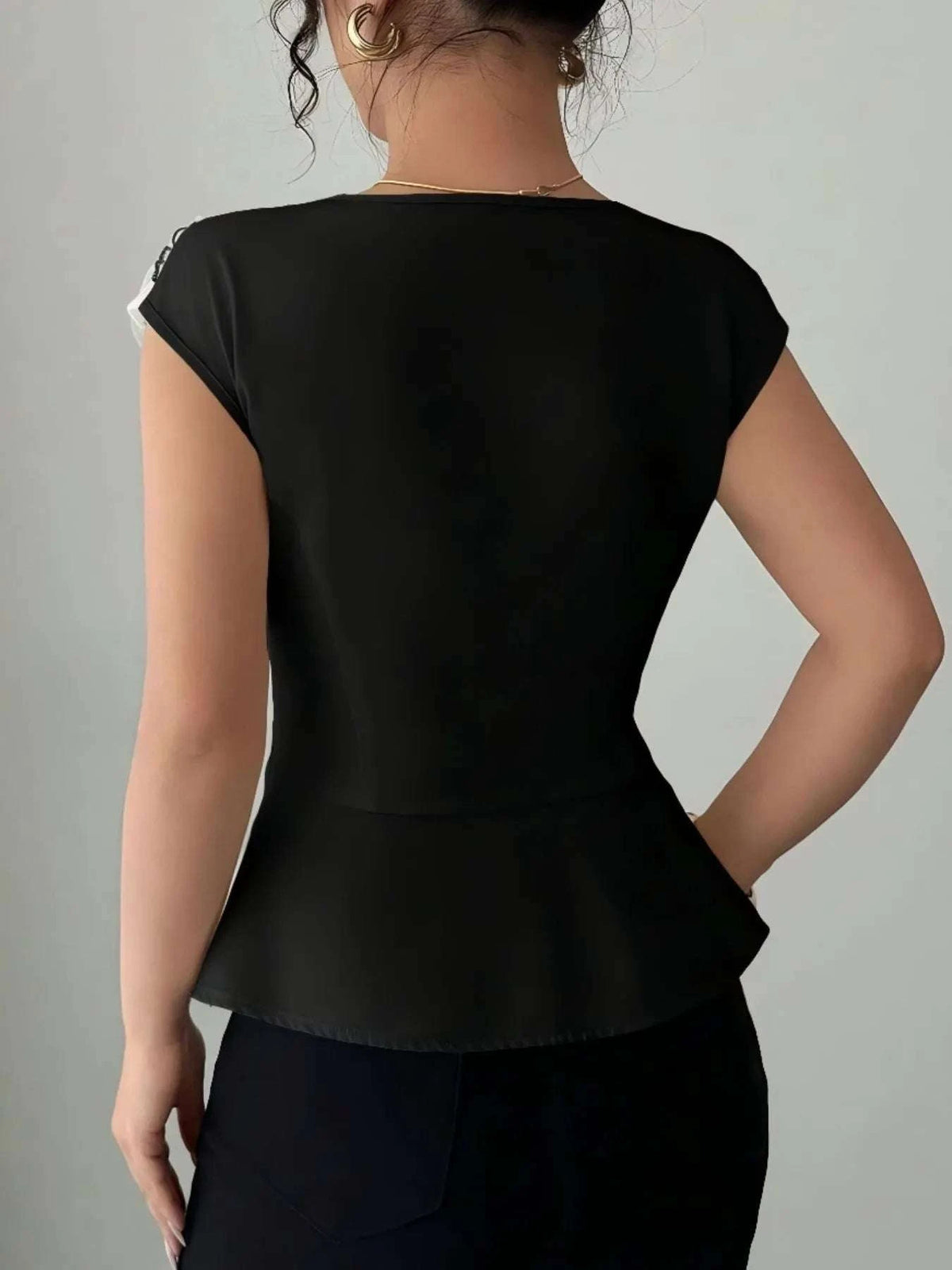 Floral Cap Sleeve Peplum Blouse WESTCLOSET