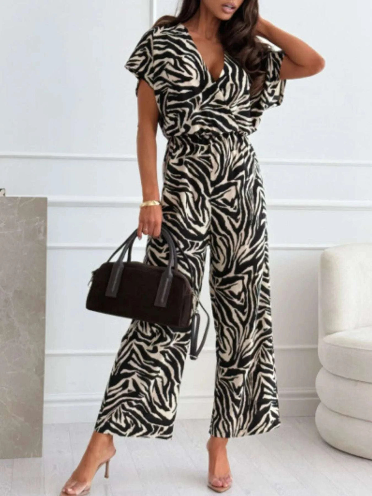 Animal Print Wide Leg Jumpsuit WESTCLOSET
