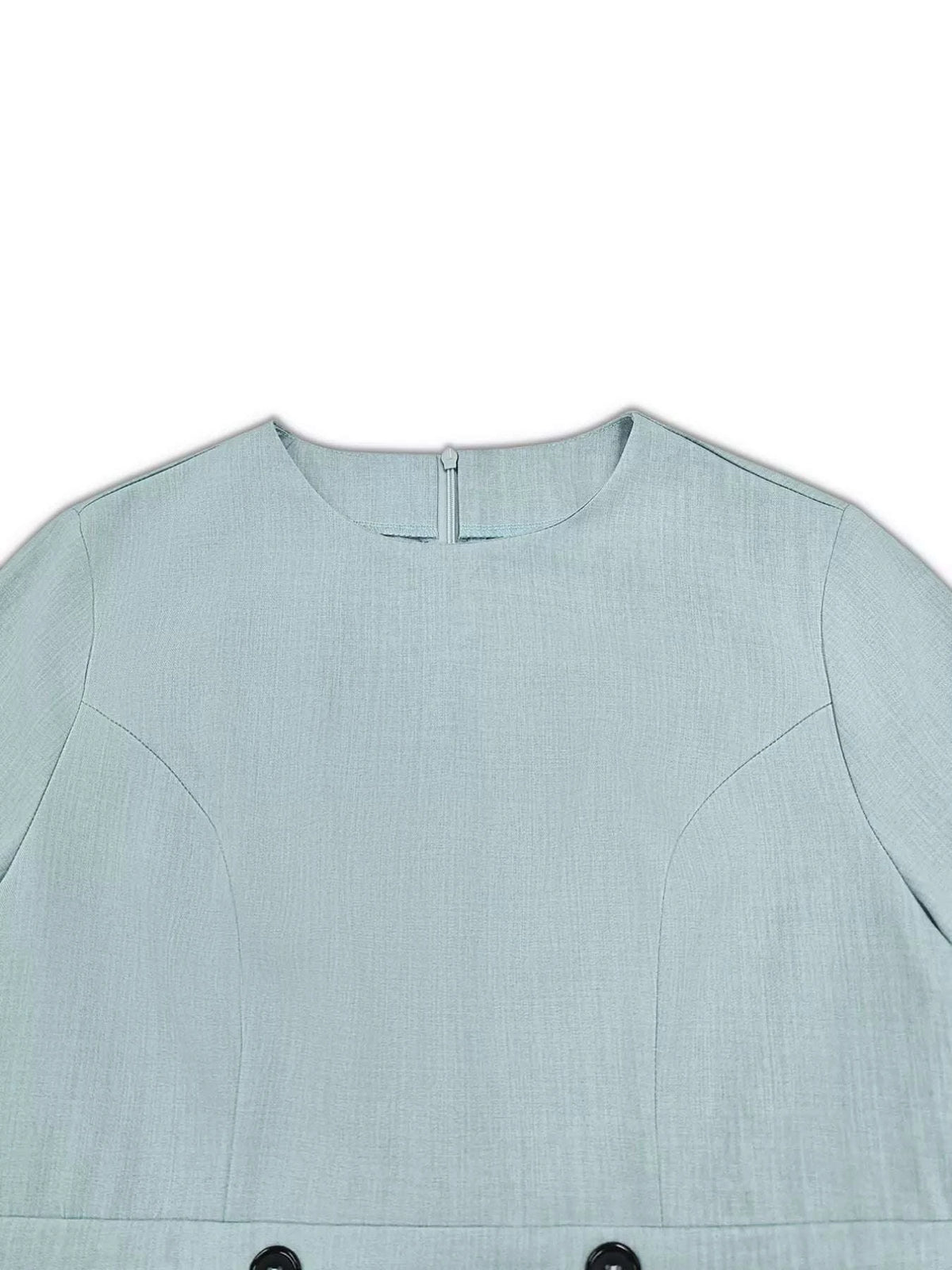 A-Line Decor Button Long Sleeve Dress WESTCLOSET