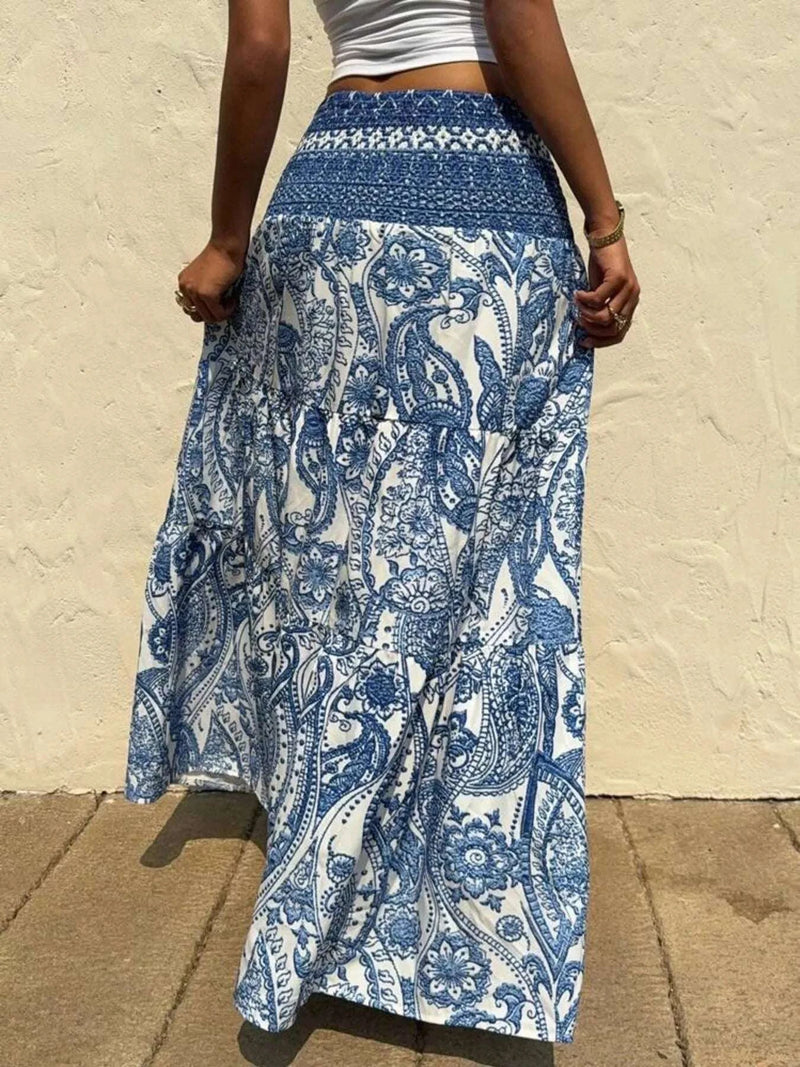 Printed Tiered Maxi Skirt WESTCLOSET