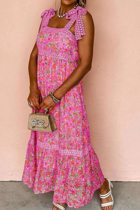 Floral Lace Wide Strap Square Neck Maxi Dress WESTCLOSET