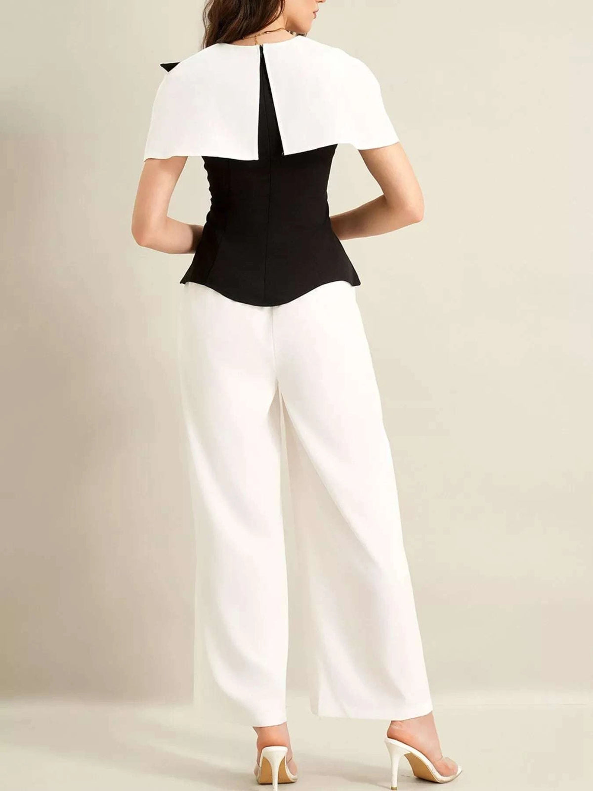 Peplum Top with Wide-Leg Pants Set WESTCLOSET