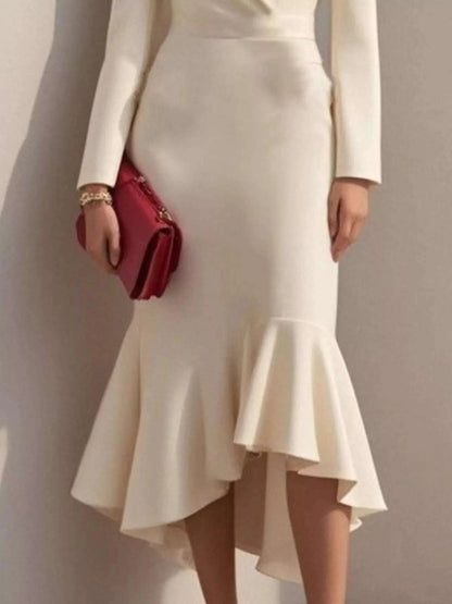Ruffled Hem Long Sleeve Midi Blazer Dress WESTCLOSET