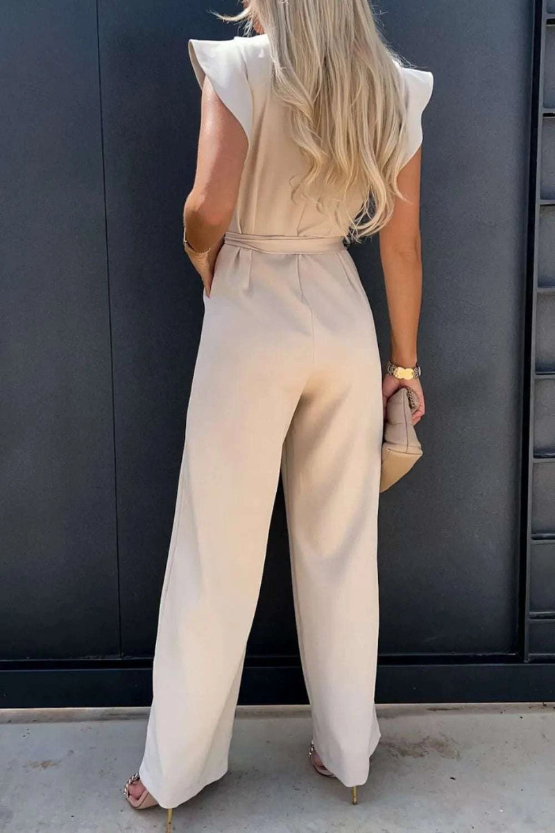 Round Neck Cap Sleeve Jumpsuit WESTCLOSET