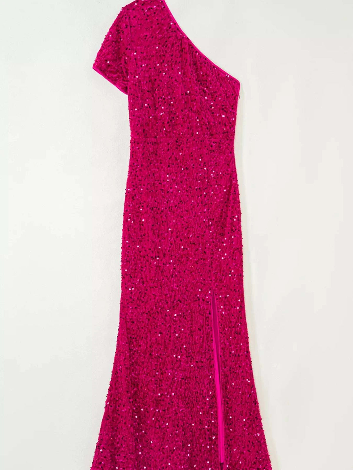 Sequin One-Shoulder Dress with High Slit WESTCLOSET