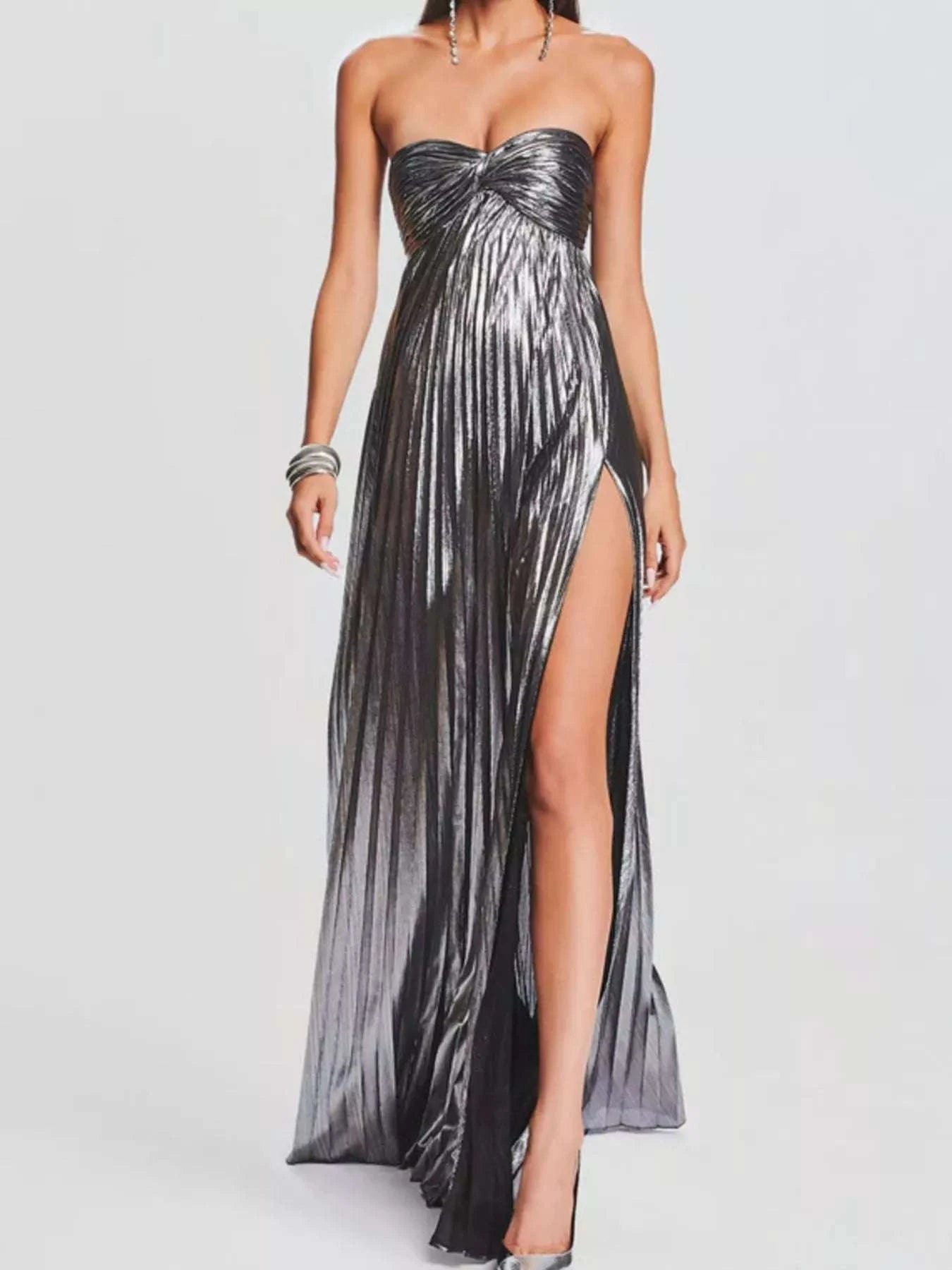 Split Sweetheart Neck Tube Maxi Dress WESTCLOSET
