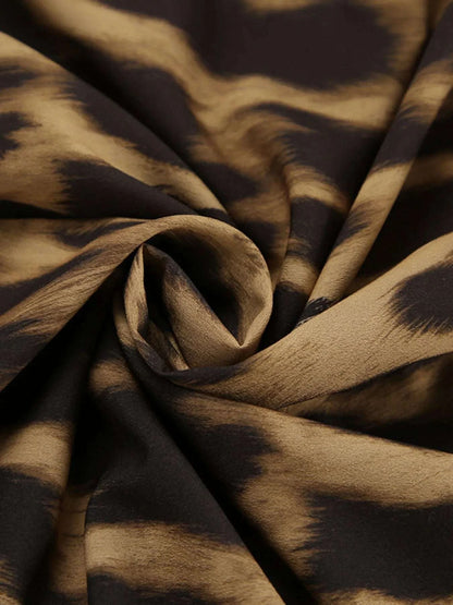 Leopard Print High Waist Flare Maxi Skirt WESTCLOSET