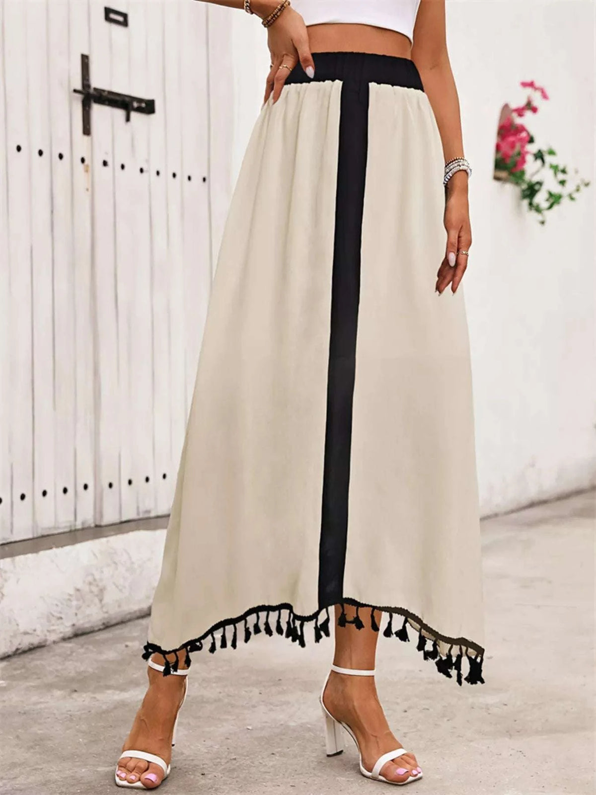 Tassel Trim High Waist Skirt WESTCLOSET