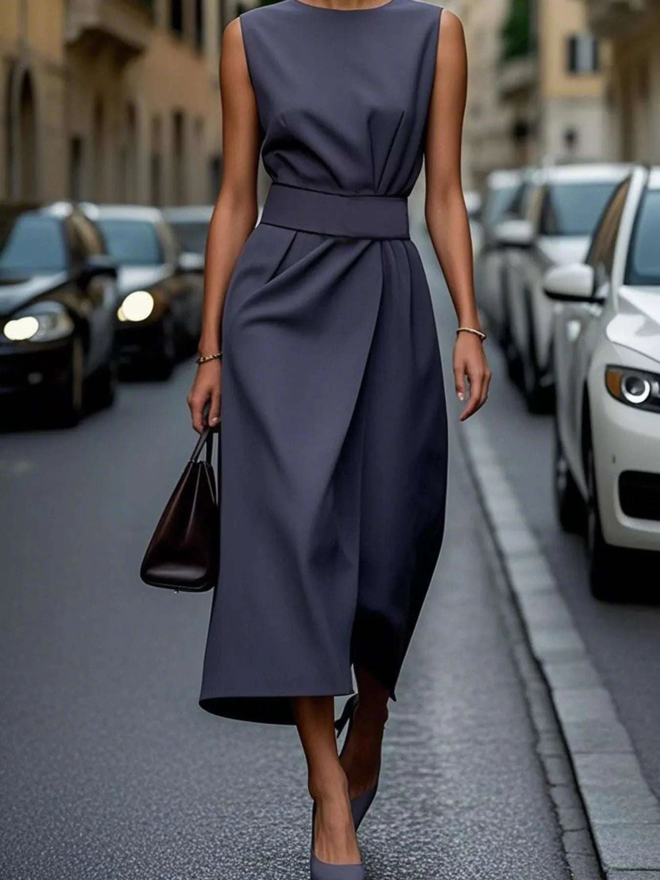 Round Neck Sleeveless Midi Dress WESTCLOSET
