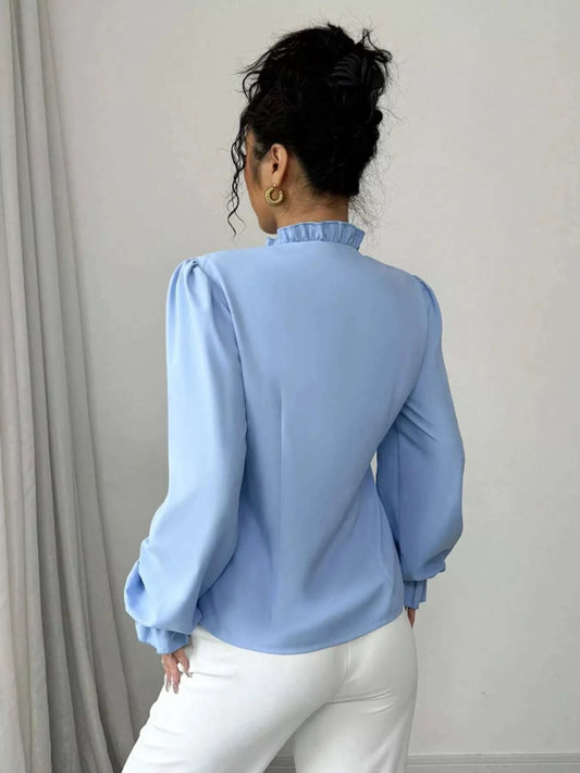 Ruffle Trim Long Sleeve Blouse WESTCLOSET