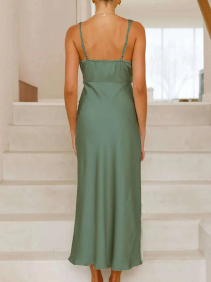 Satin Asymmetrical Midi Dress WESTCLOSET