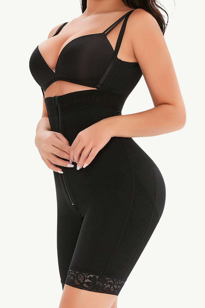 Full Size Lace Detail Zip-Up Under-Bust Shaping Bodysuit WESTCLOSET