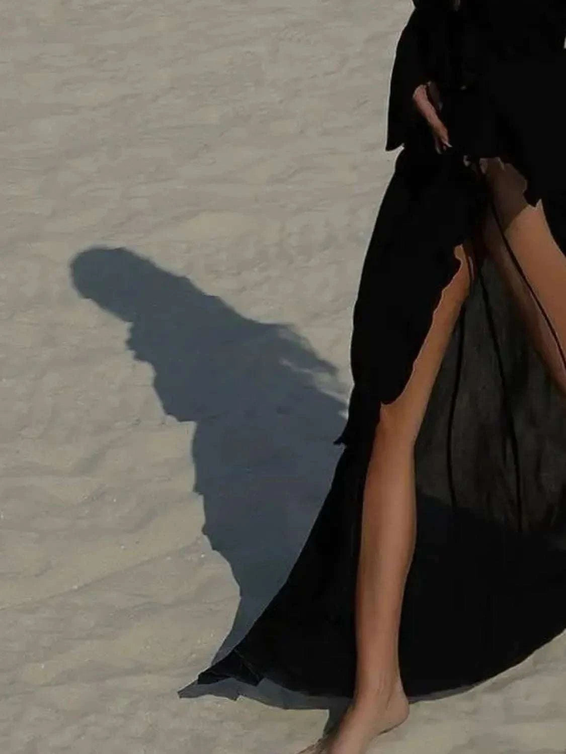 Ruffled Long Sleeve Cover-Up Dress WESTCLOSET