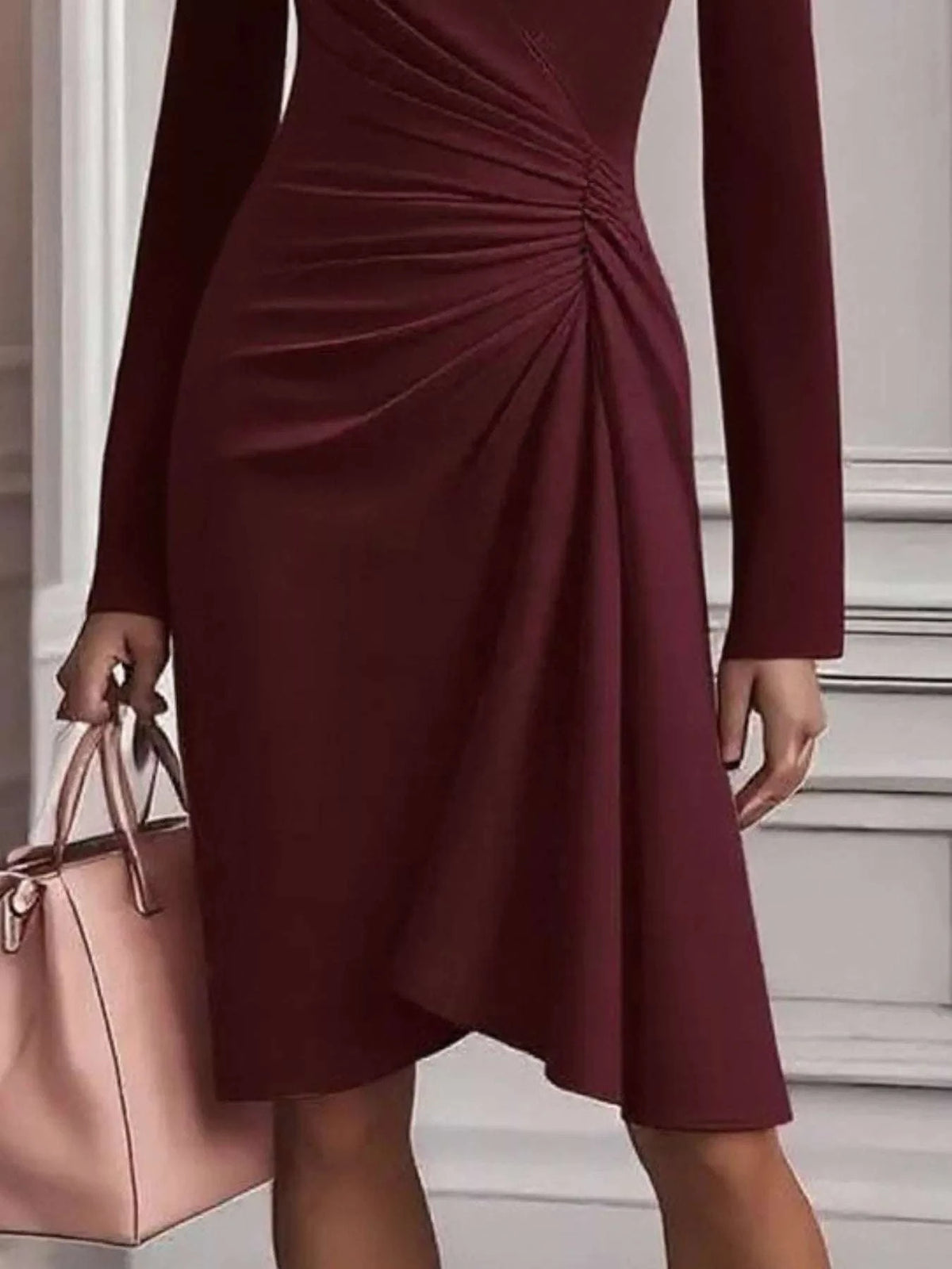 Ruched Surplice Long Sleeve Dress WESTCLOSET