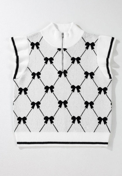 WestCloset Bow Half Zip Sweater Vest 