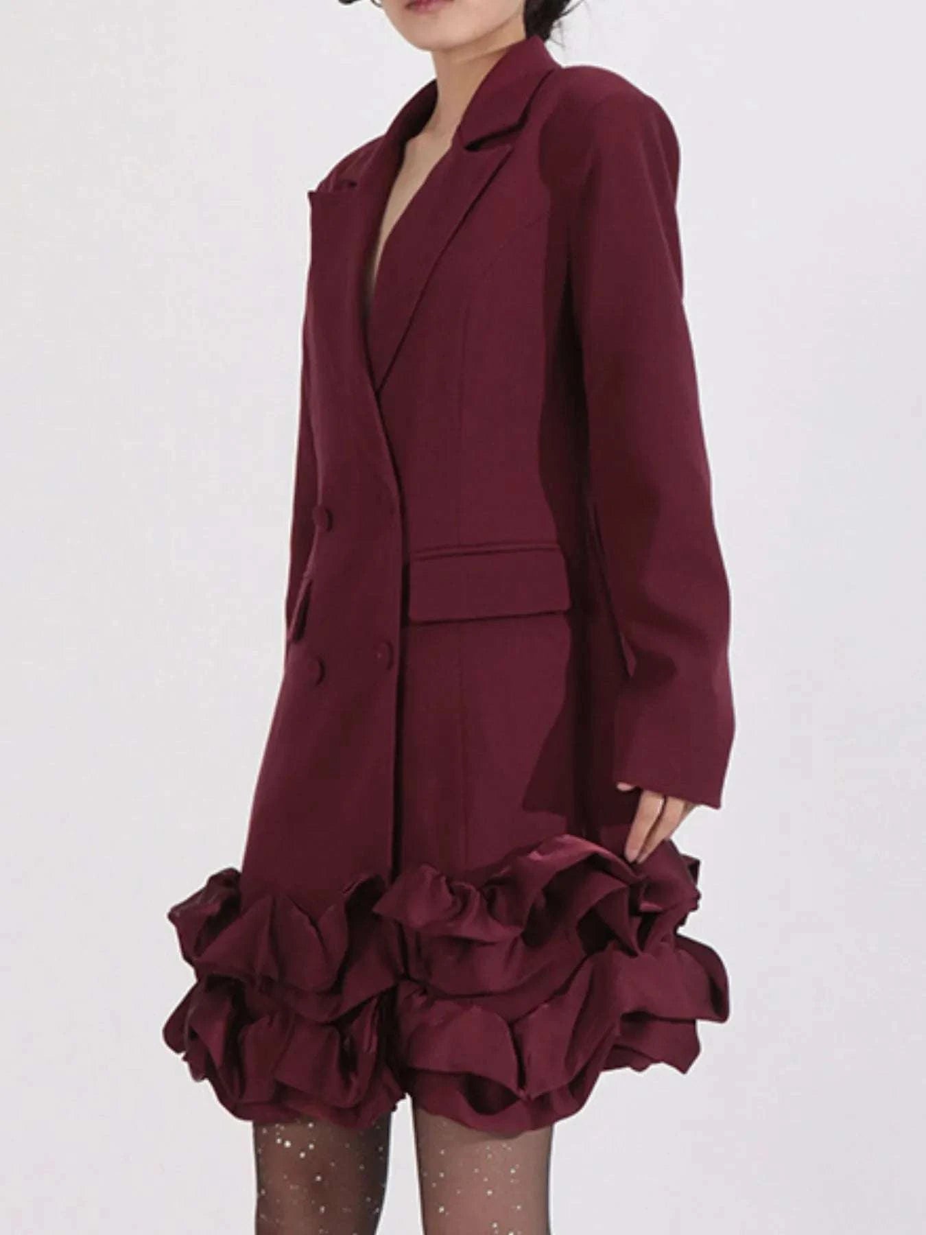 Ruffle Hem Double-Breasted Blazer Dress WESTCLOSET