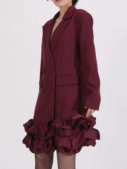 Ruffle Hem Double-Breasted Blazer Dress WESTCLOSET