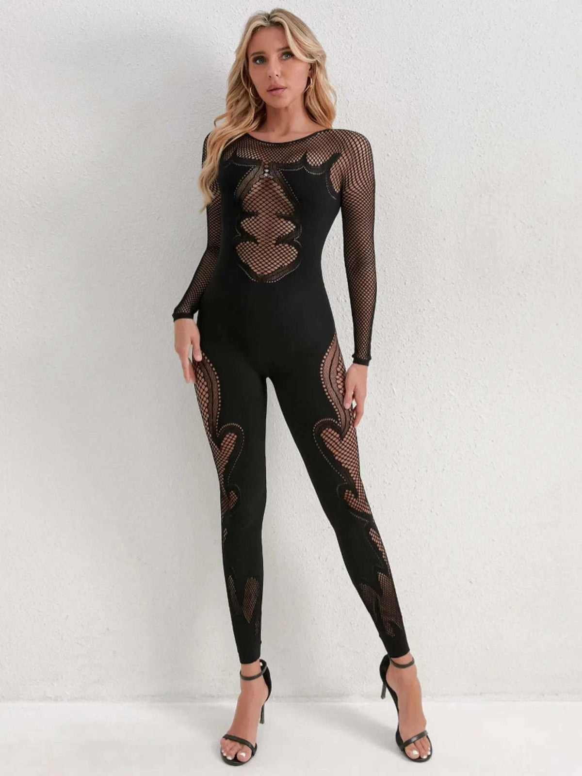 Fishing Net Sheer Long Sleeve Jumpsuit WESTCLOSET