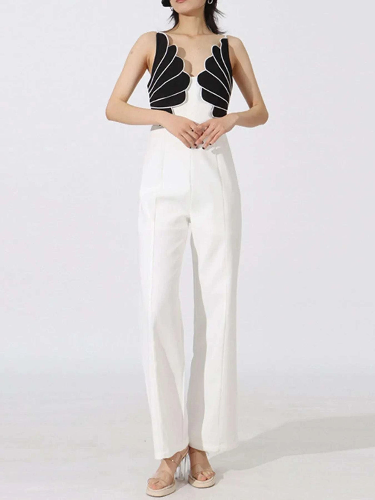 Contrast Sleeveless Wide-Leg Jumpsuit WESTCLOSET