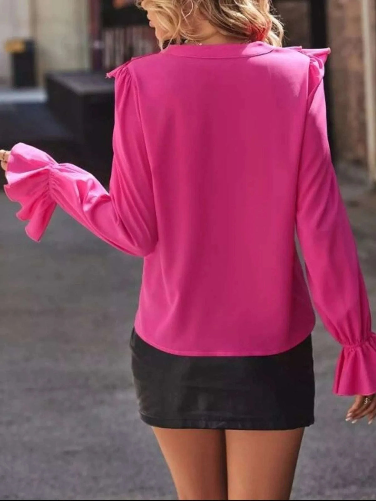 Ruffled Flounce Sleeve Blouse WESTCLOSET