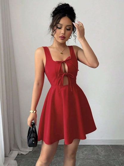 Tie Front Wide Strap Dress WESTCLOSET