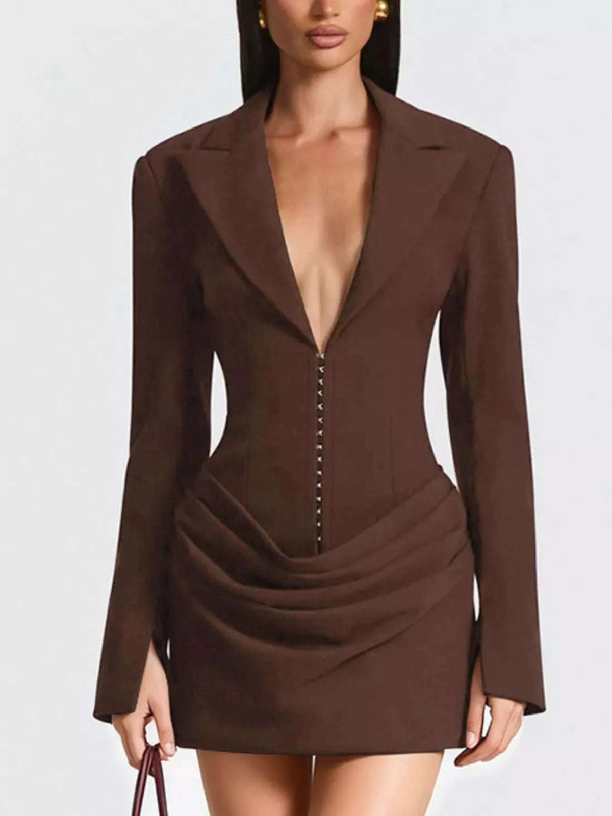 Full Size Blazer-Style Long Sleeve Mini Dress Plus Size WESTCLOSET