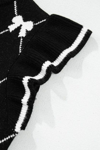 WestCloset Bow Half Zip Sweater Vest 