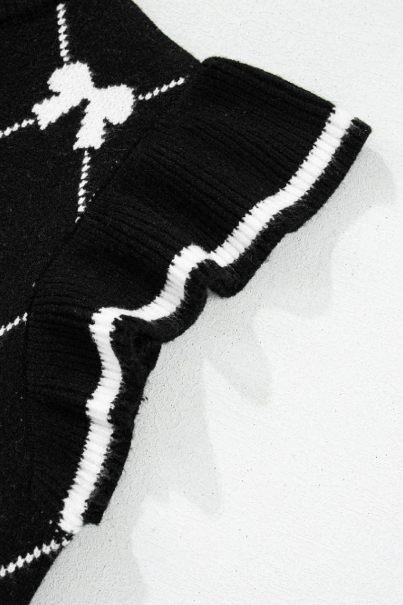 WestCloset Bow Half Zip Sweater Vest 