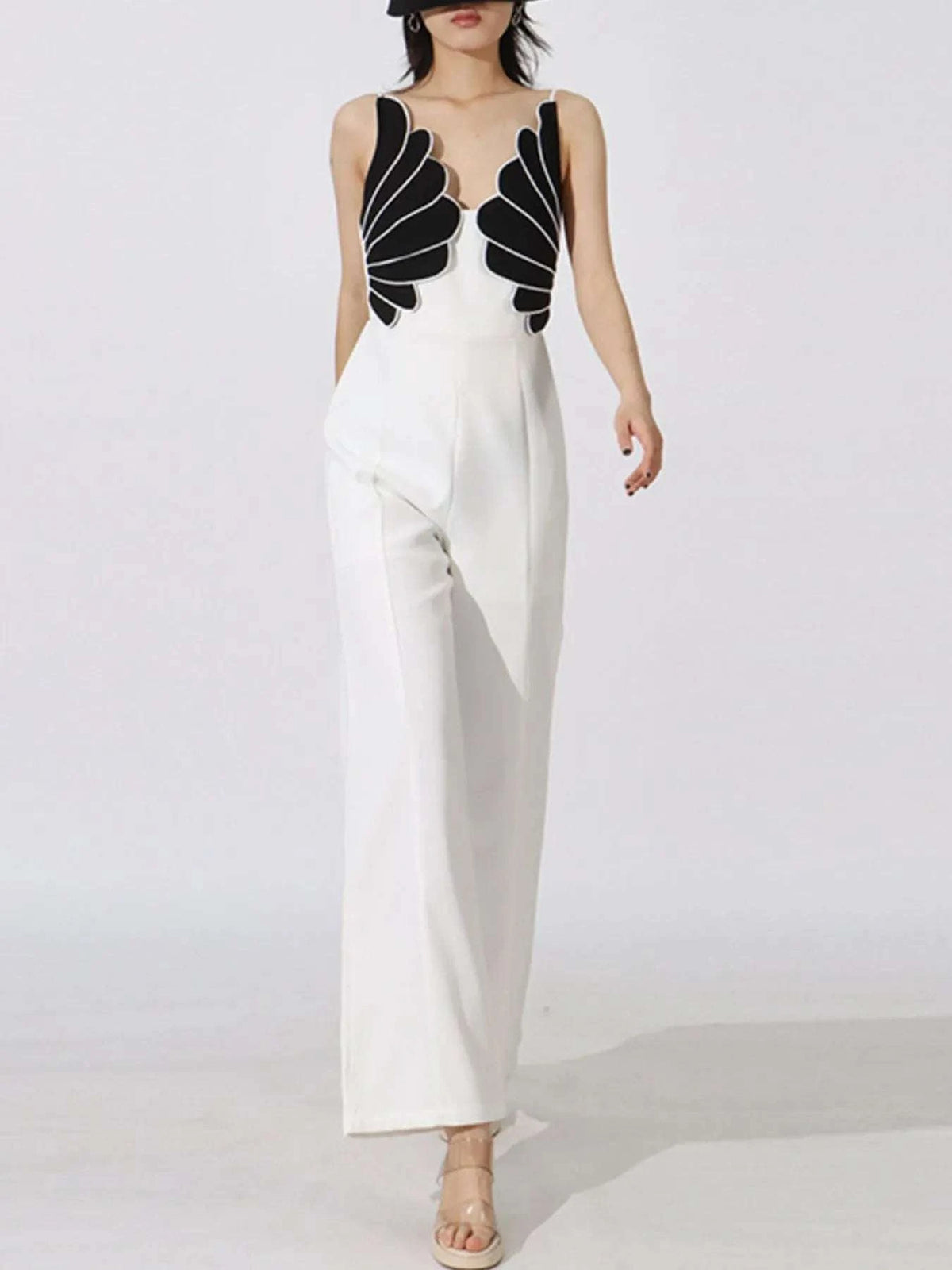 Contrast Sleeveless Wide-Leg Jumpsuit WESTCLOSET