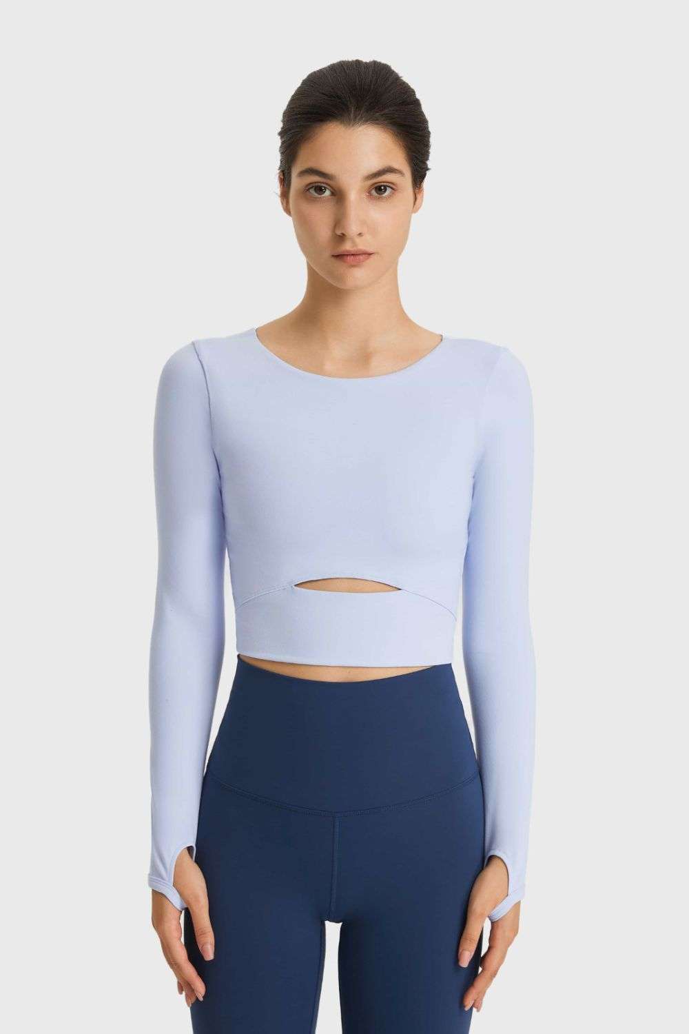 Millennia Cutout Long Sleeve Cropped Sports Top WESTCLOSET